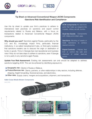 Tip Sheet on Advanced Conventional Weapon (ACW) Components-Sanctions Risk Identification and Compliance